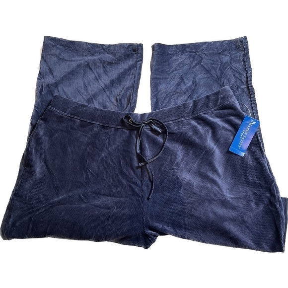 KAREN Scott Sport Ink Blue Ribbed Pants Sweatpants Loungewear - Picture 1 of 6